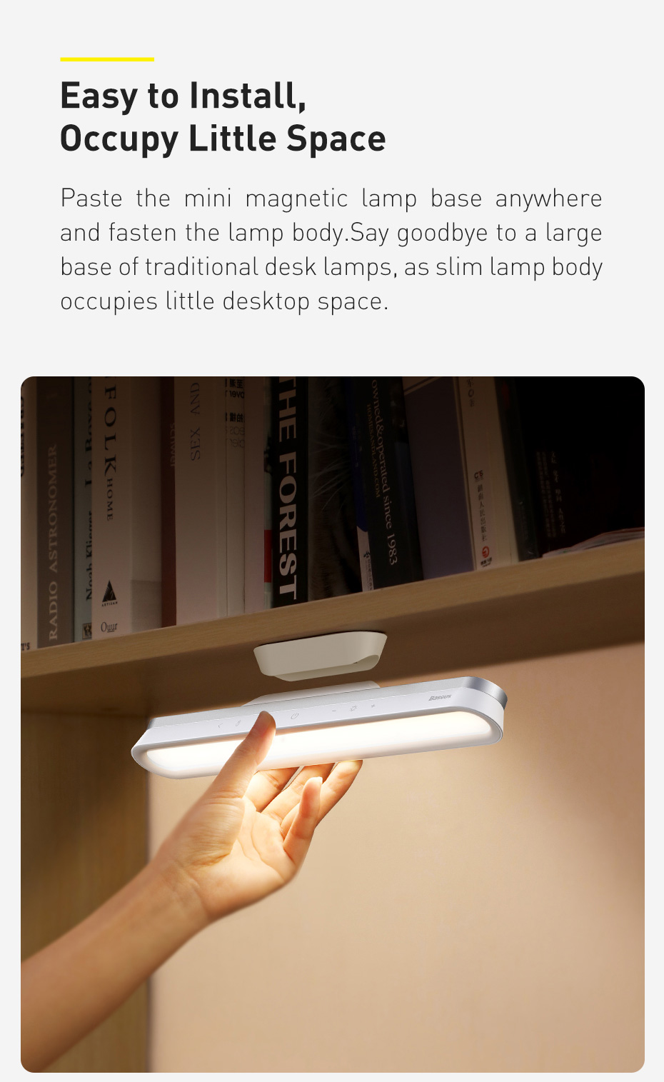 Baseus Desk Lamp Hanging Magnetic LED Table Lamp Chargeable Stepless Dimming Cabinet Light Night Light For Closet Wardrobe