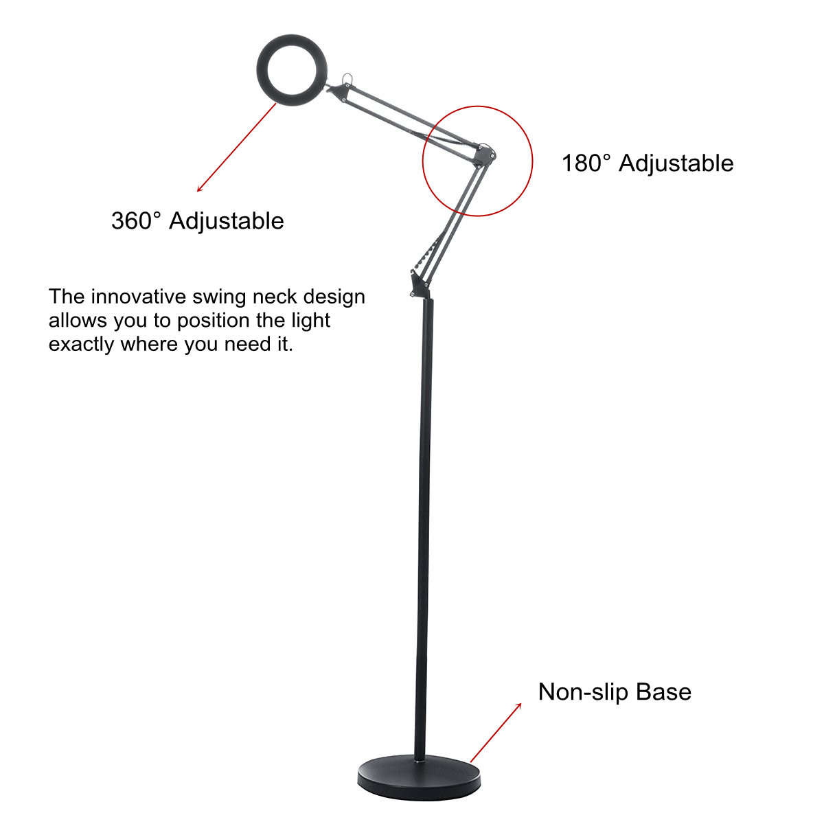 12W Modern Dimmable LED Floor Lamp Light Standing Craft Reading Lamps Adjustable