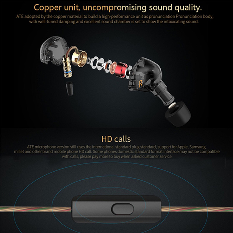 KZ ATE 3.5mm Metal In-ear Wired Earphone HIFI Super Bass Copper Driver Noise Cancelling Sports 15