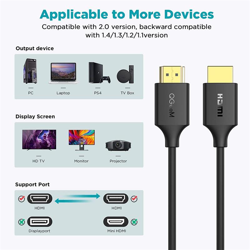 QGeeM QG-AV16 4K HDMI to HDMI 2.0 Adapter Cable HDMI Splitter Digital Wire Cord for Xiaomi Xbox Serries TV Box Laptops