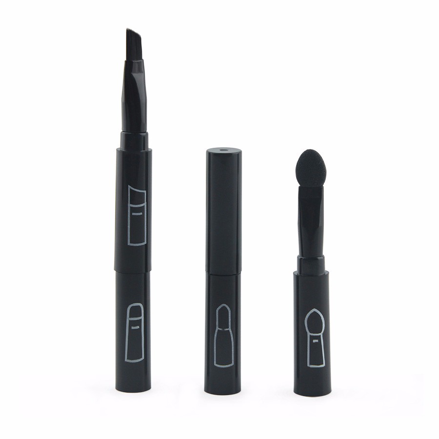 4 In 1 Black Eye Makeup Brushes Kit Eyebrow Lip Shaving Sponge Eyeshadow Brush Cosmetic Tool 