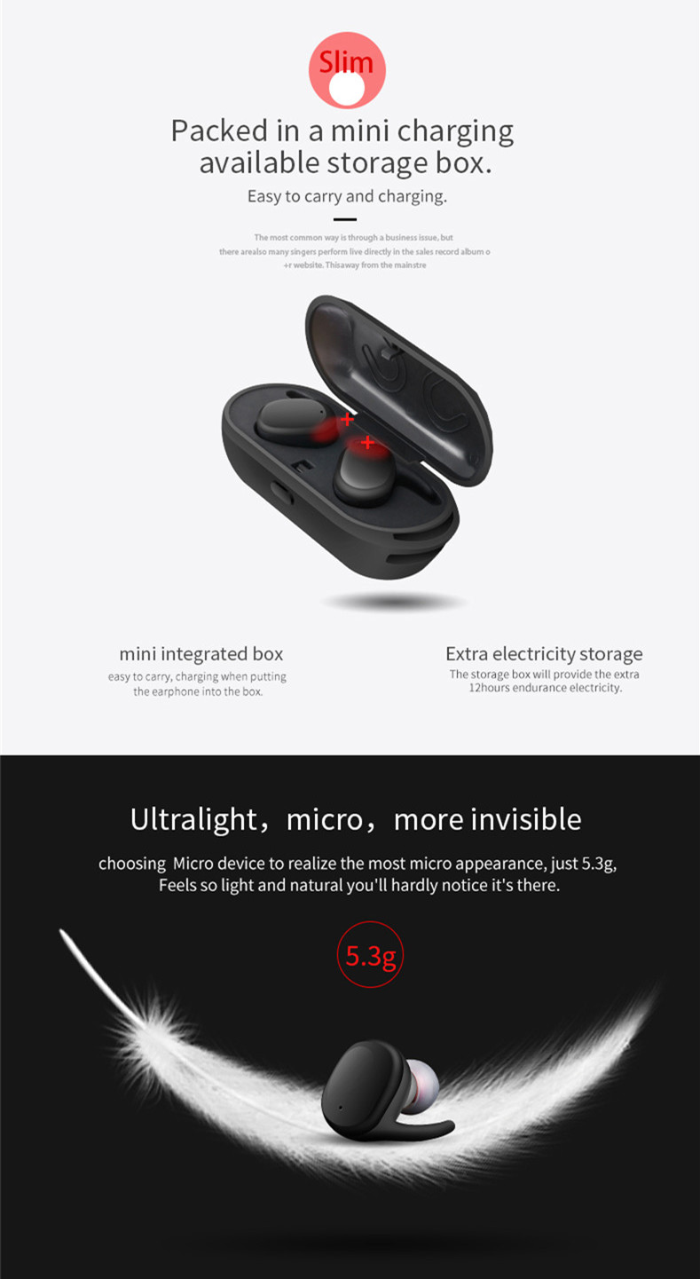 [Truly Wireless] Mini Stealth Stereo Wireless Bluetooth Dual Earphone Headphones With Charging Box 11