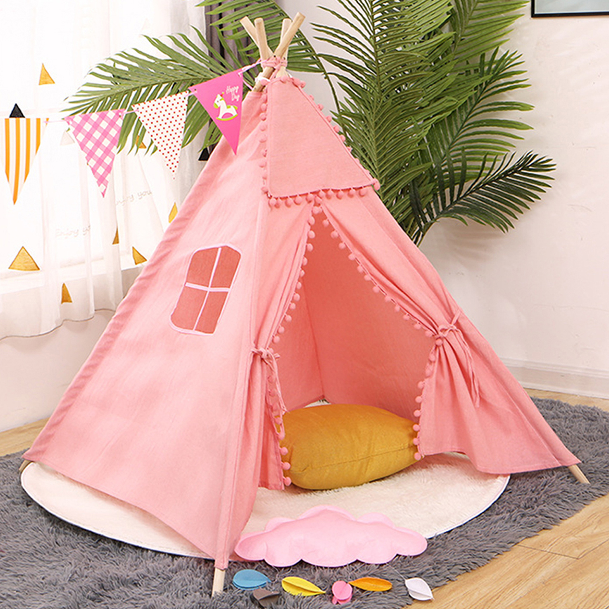 1.6m Kids Play Tent Cotton Teepee Wigwam Sleeping House Indoor Outdoor