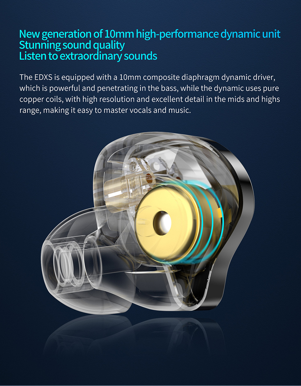 KZ EDXS Earphone 3.5mm Jack Wired Earphone HiFi Sound Heavy Bass In Ear Monitor Headphones Music Sports Headphone
