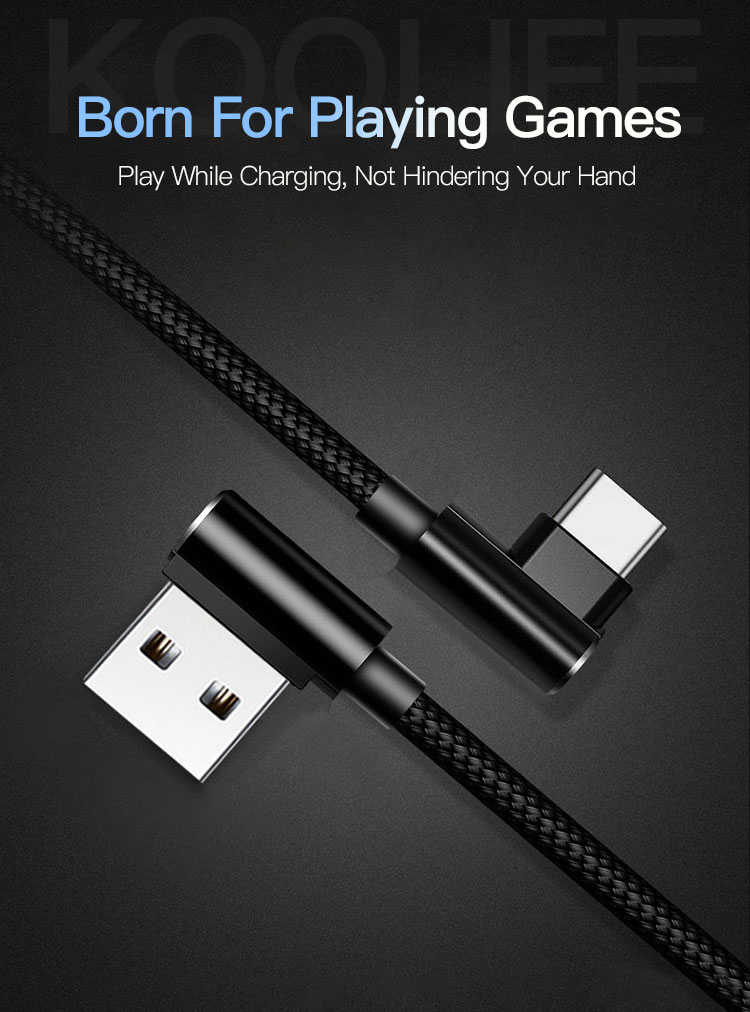 SUNTAIHO Data Cable 3A Double Elbow USB Type-C 2.1A Micro USB Charging Line Fast Charging For MI10 Note 9S S20 Oneplus 8Pro