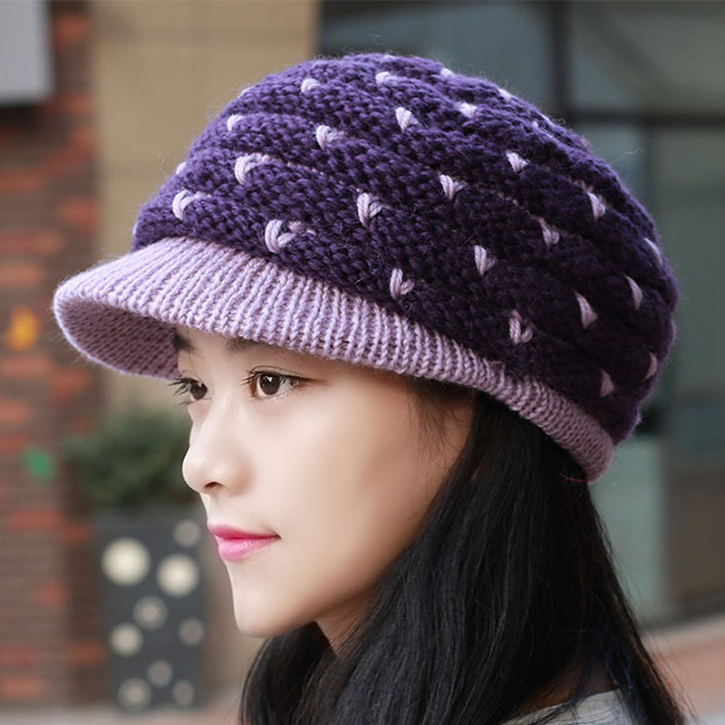 

Middle-aged Women Winter Weaving Thicken Knit Beret Caps