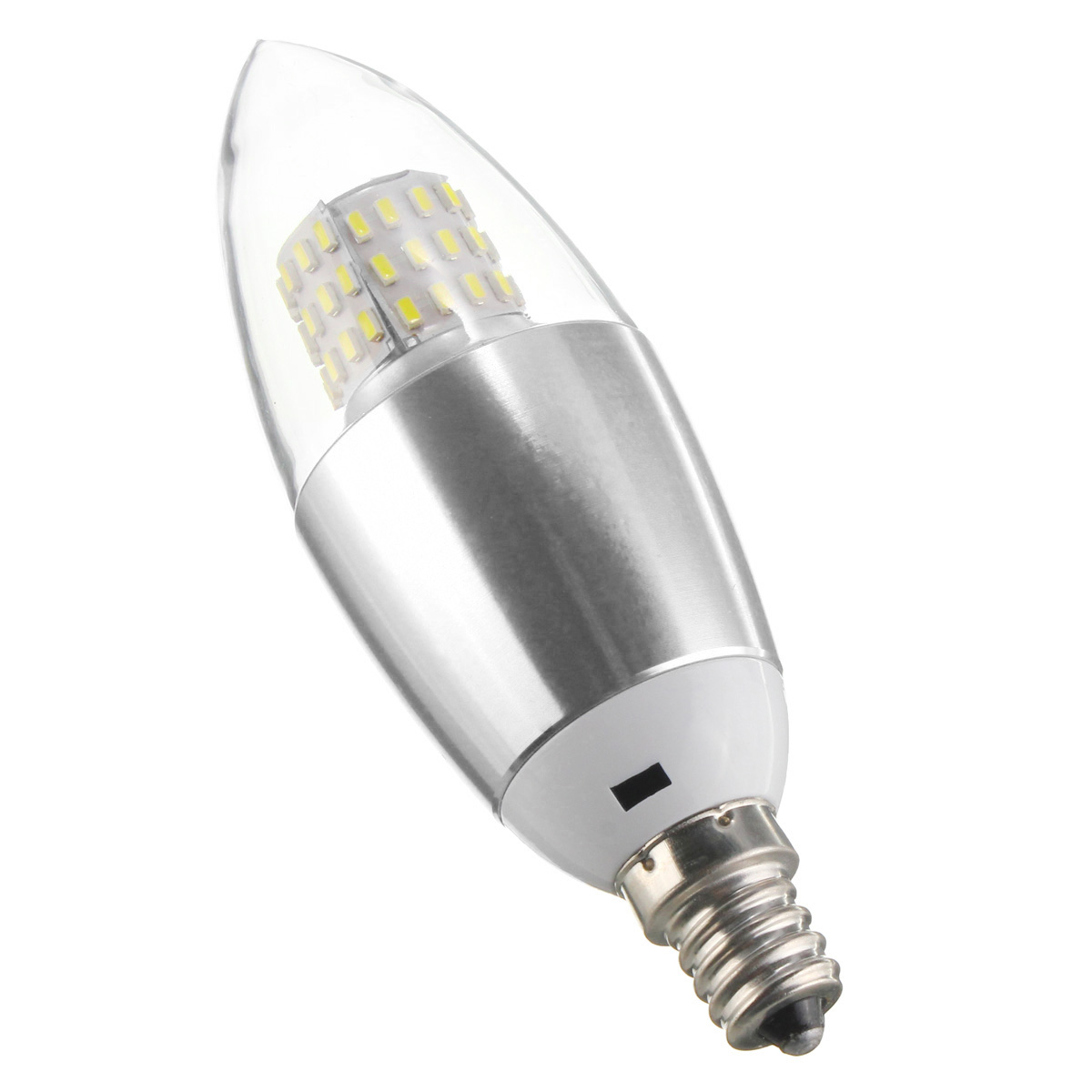 Dimmable E27 E12 E14 7W  60 SMD 3014 LED Warm White White Sliver Candle Lamp Bulb AC 220V