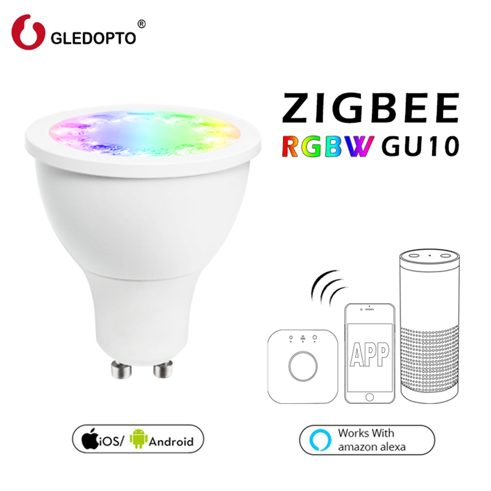GLEDOPTO GL-S-003Z AC110-240V ZIG.BEE ZLL RGBW GU10 5W LED Spotlight Bulb Work with Amazon Echo Plus