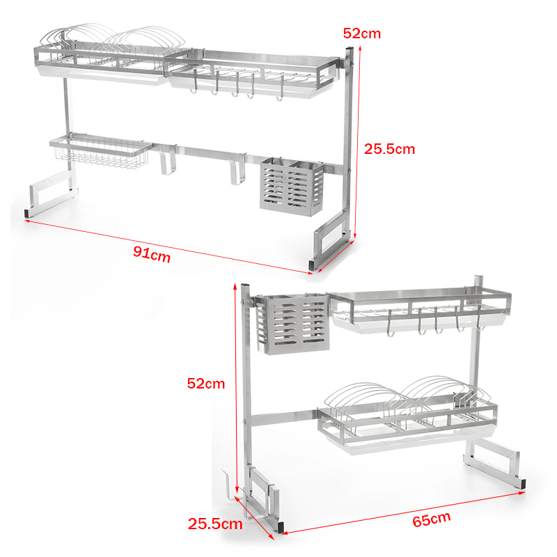 Stainless Steel Kitchen Dish Drying Rack Drainer Storage Shelf Utensil Holder Plate Dish Cupboard Storage Rack