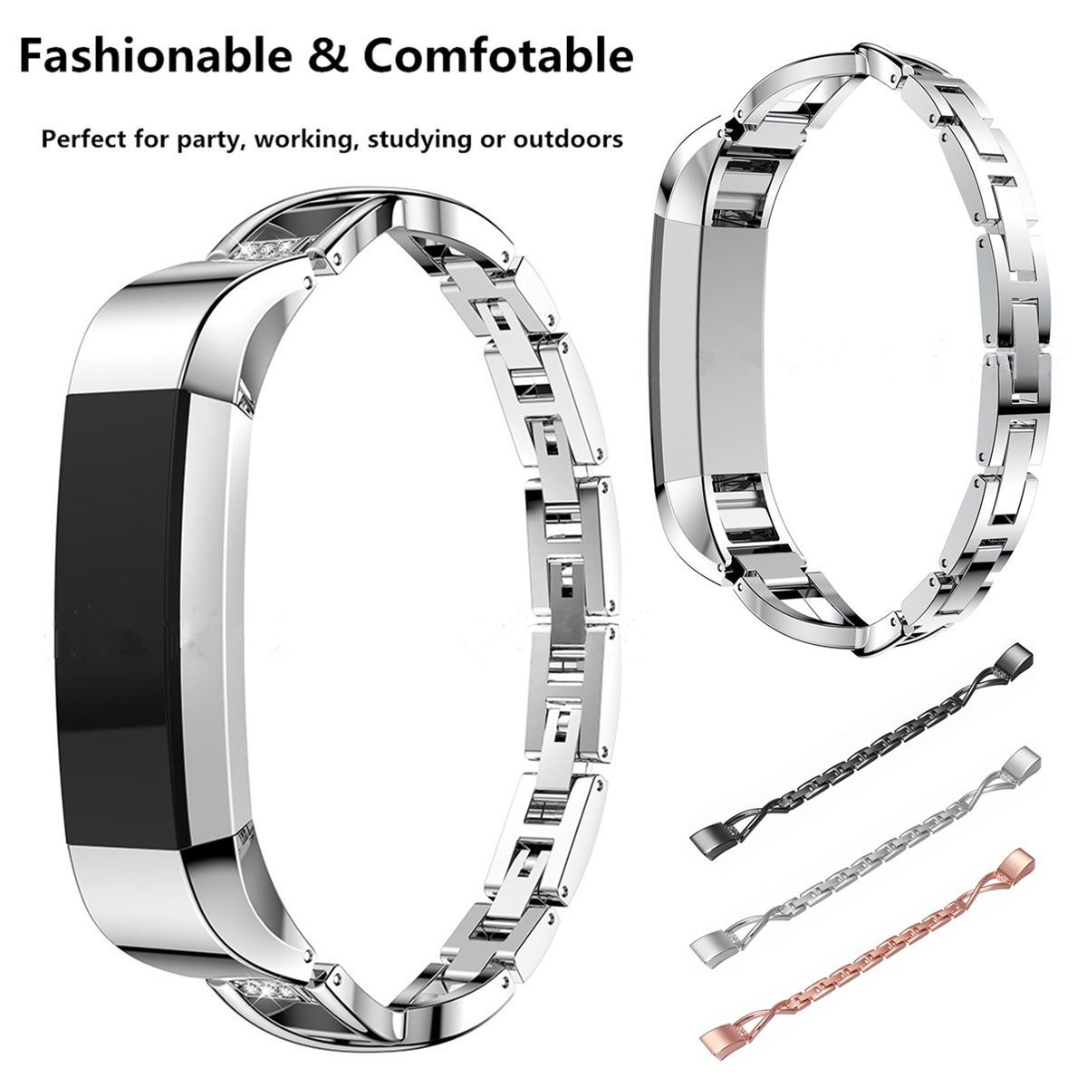 

Bakeey Replacement X Shape Stainless Steel Watch Band Strap Bracelet For Fitbit Alta HR