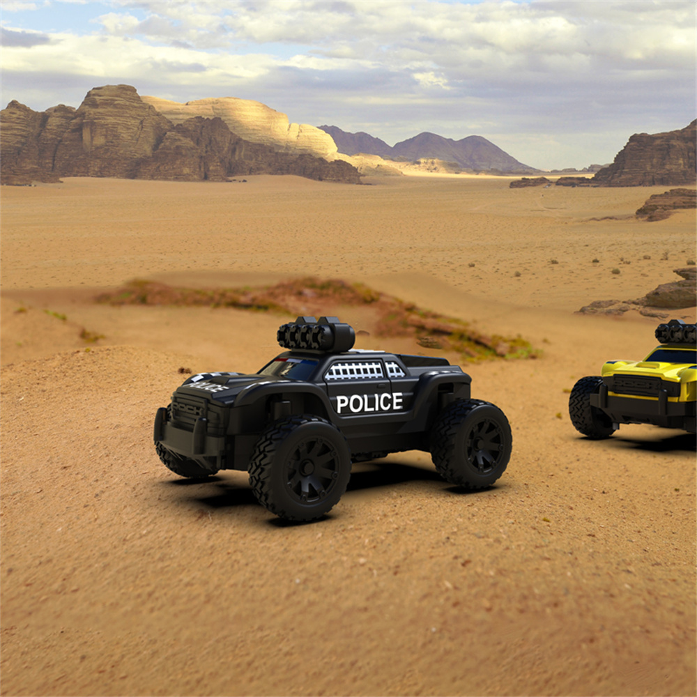 Turbo Racing C82 RTR 1/76 2.4G Mini RC Car Police Off-Road Truck LED Lights Full Proportional Vehicles Model Kids Children Toys