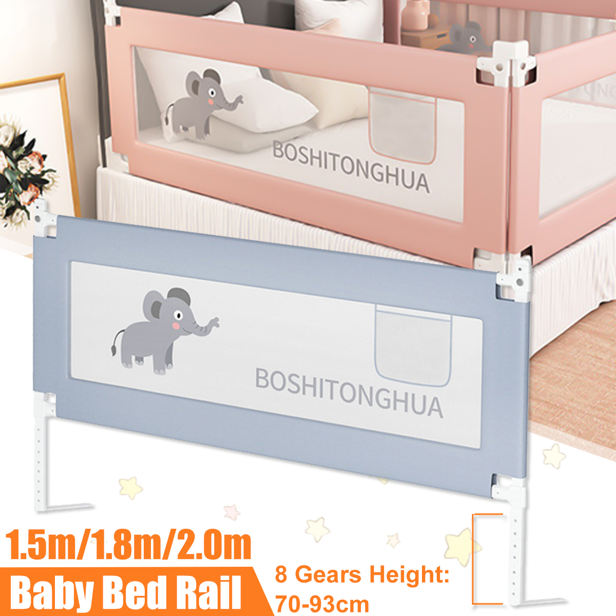 Bed Rails for Toddlers, New Upgraded Extra Long Bed Guardrail for Kids Great Fit for Twin, Double, Full-Size Queen & King Mattress