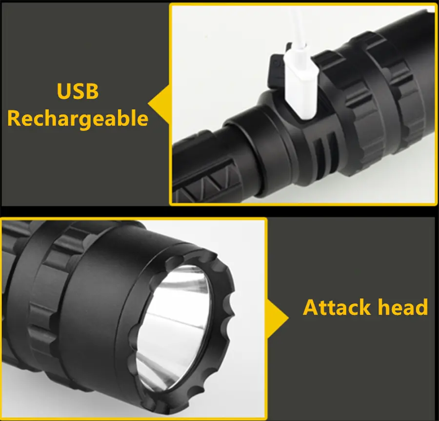 10pcs BIKIGHT 1102 L2 5Modes 1600 Lumens USB Rechargeable Camping Hunting LED Flashlight 18650