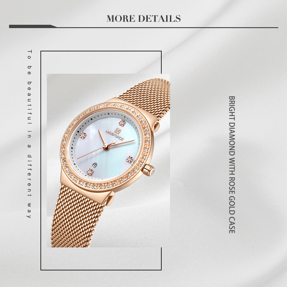 NAVIFORCE 5005 Crystal Casual Style Ladies Wrist Watch