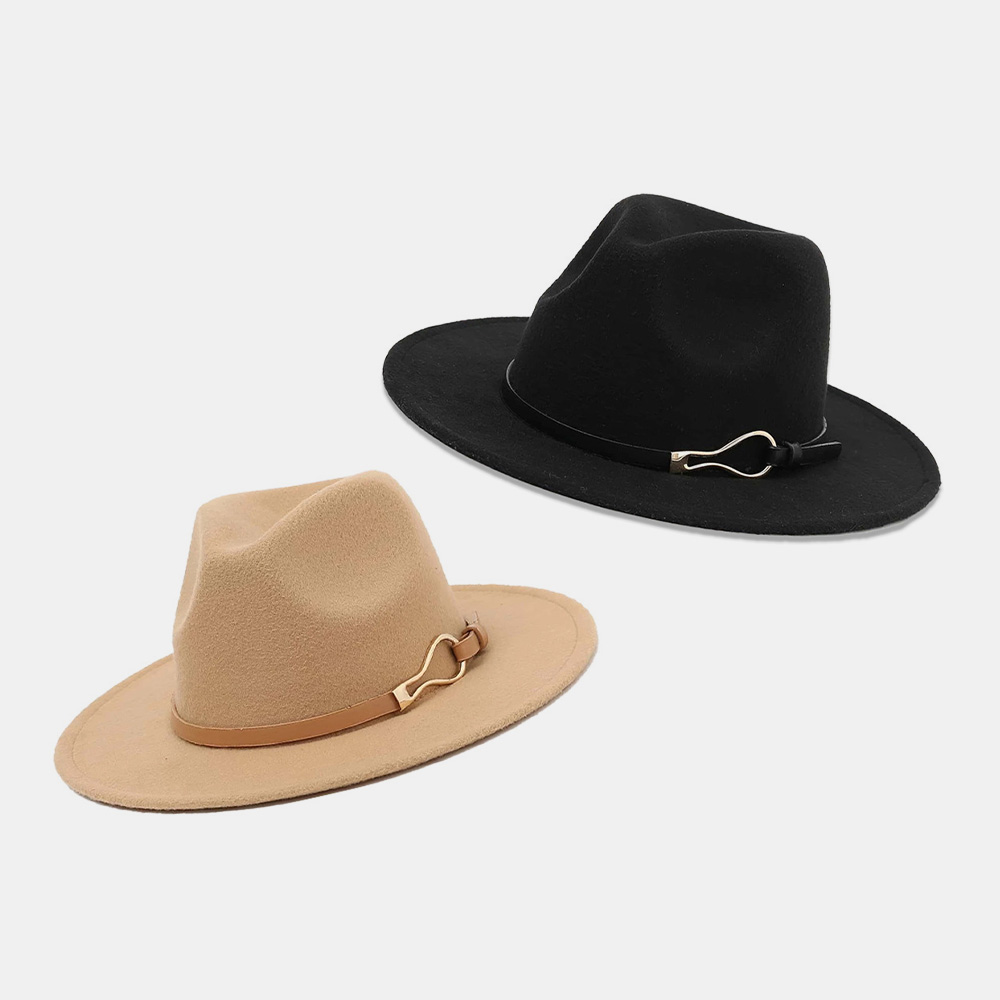 Unisex Wide Brim Iron Ring Belt Deco Top Hat Outdoor All-match Sunshade Suncreen Hat
