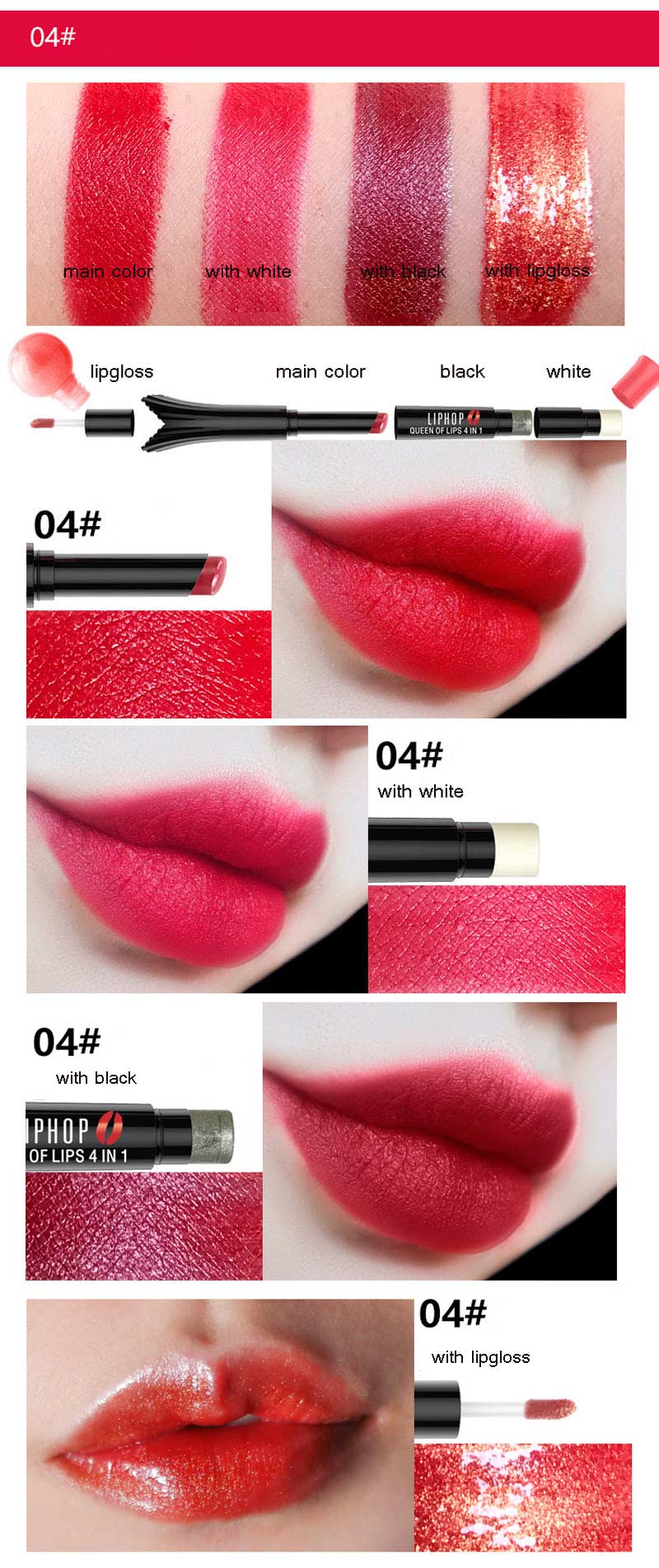 4 Color Lipstick Makeup Lip