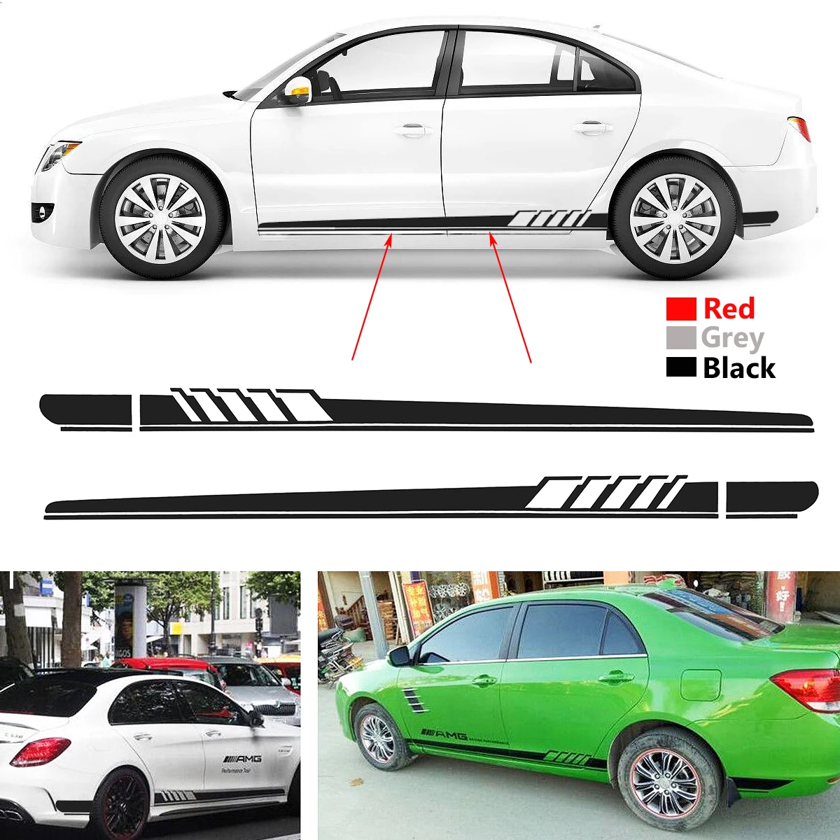 2PCS Car Side Stickers Body Decals Sticker Long Stripes For Mercedes Benz C  Racing Sale - Banggood India Mobile