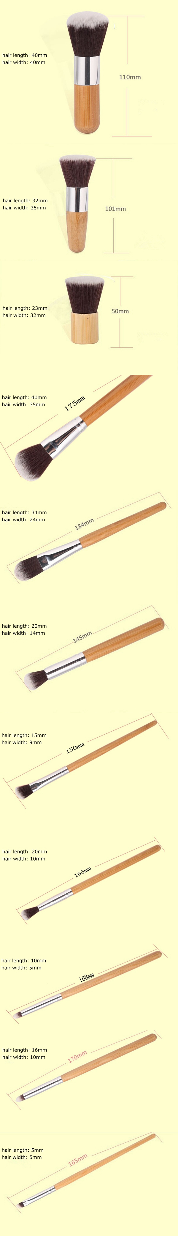  MAANGE 11 Pcs Bamboo Handle Makeup Eyeshadow Blush Concealer Brush Set