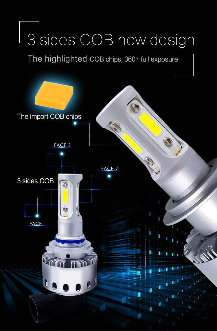 7P 90W LED Headlights Bulbs Fog Lamps H1 H4 H7 10000LM 6000K White Universal 2PCS