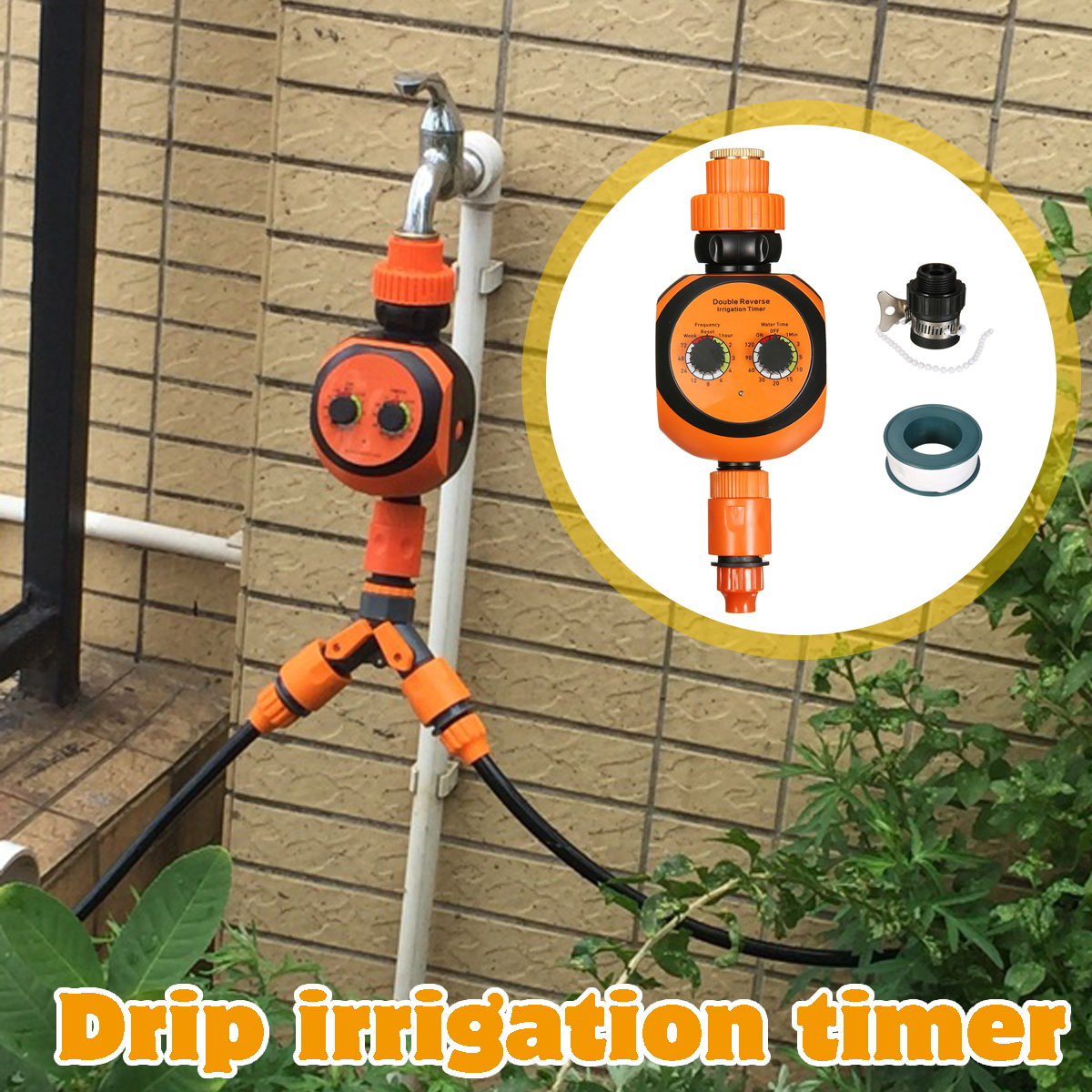 Automatic Double Drip Irrigation Dual Controller Kit Garden Self Watering Timer