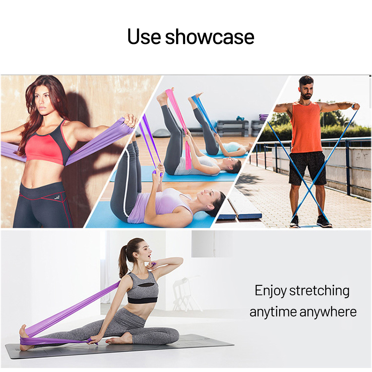 1.5m Elastic Yoga Pilates Stretch Resistance Bands Strap Exercise Home Workout GYM 0.35mm Thickness
