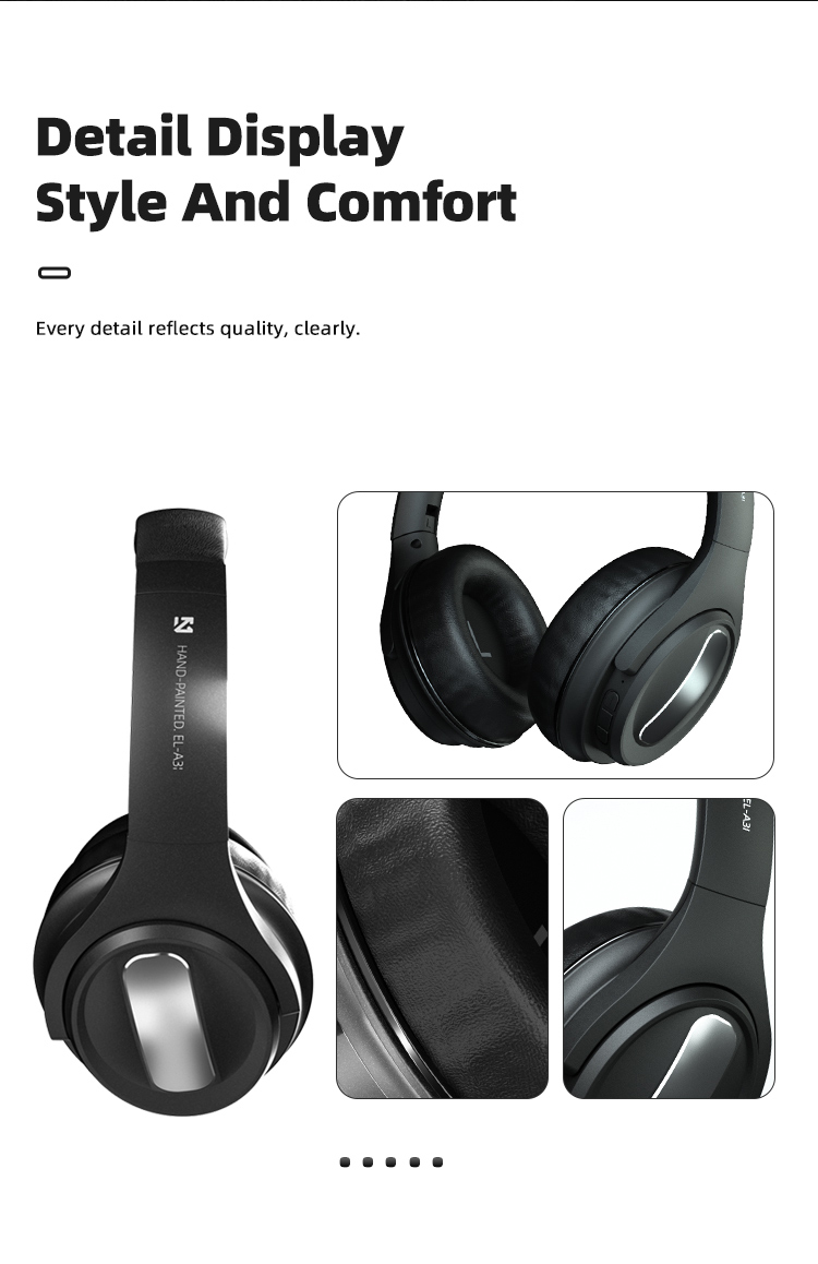 EL-A3i Gaming Headphones Active Noise Cancelling bluetooth 5.1 Head-Mounted Foldable Wireless Long Battery Life HIFI Headset with Mic for Game