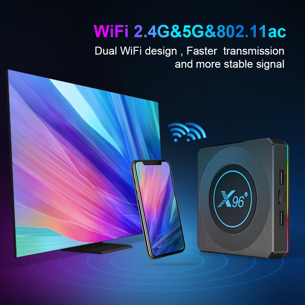 X96 X4 Amlogic S905X4 Quad Core Android 11 4GB RAM 64GB ROM Smart TV BOX 2.5G 5G Dual WIFI Bluetooth 4.1 100M Ethernet 4K HD