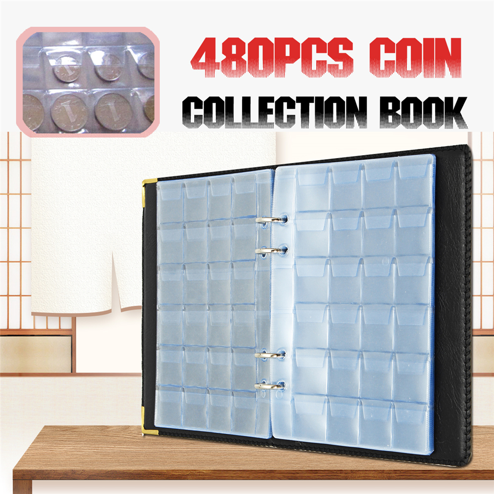480 Pocket 20 Page Coin Holder Collection Money Coin Storage Book Commemorative Penny Coin Collection Album Holder Collecting Money Medallions Badges Organizer
