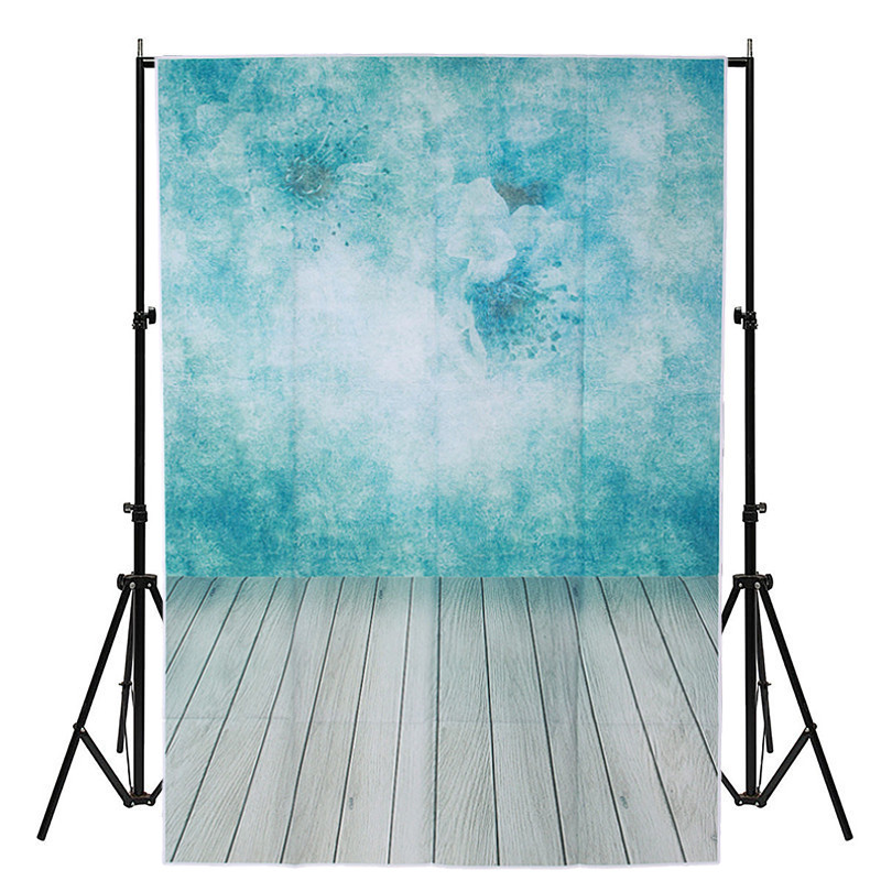 Backdrops - 1x1.5m 3x5FT Wood Floor Azure Blue Vinyl Studio Photo