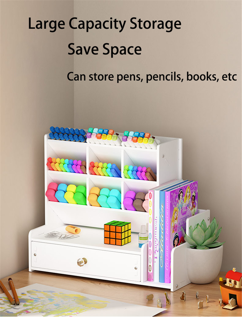 B02-1 Pen Storage Box Multifunctional Chinese Style Plastic Drawer Study Storage Box Office Home Desk Use