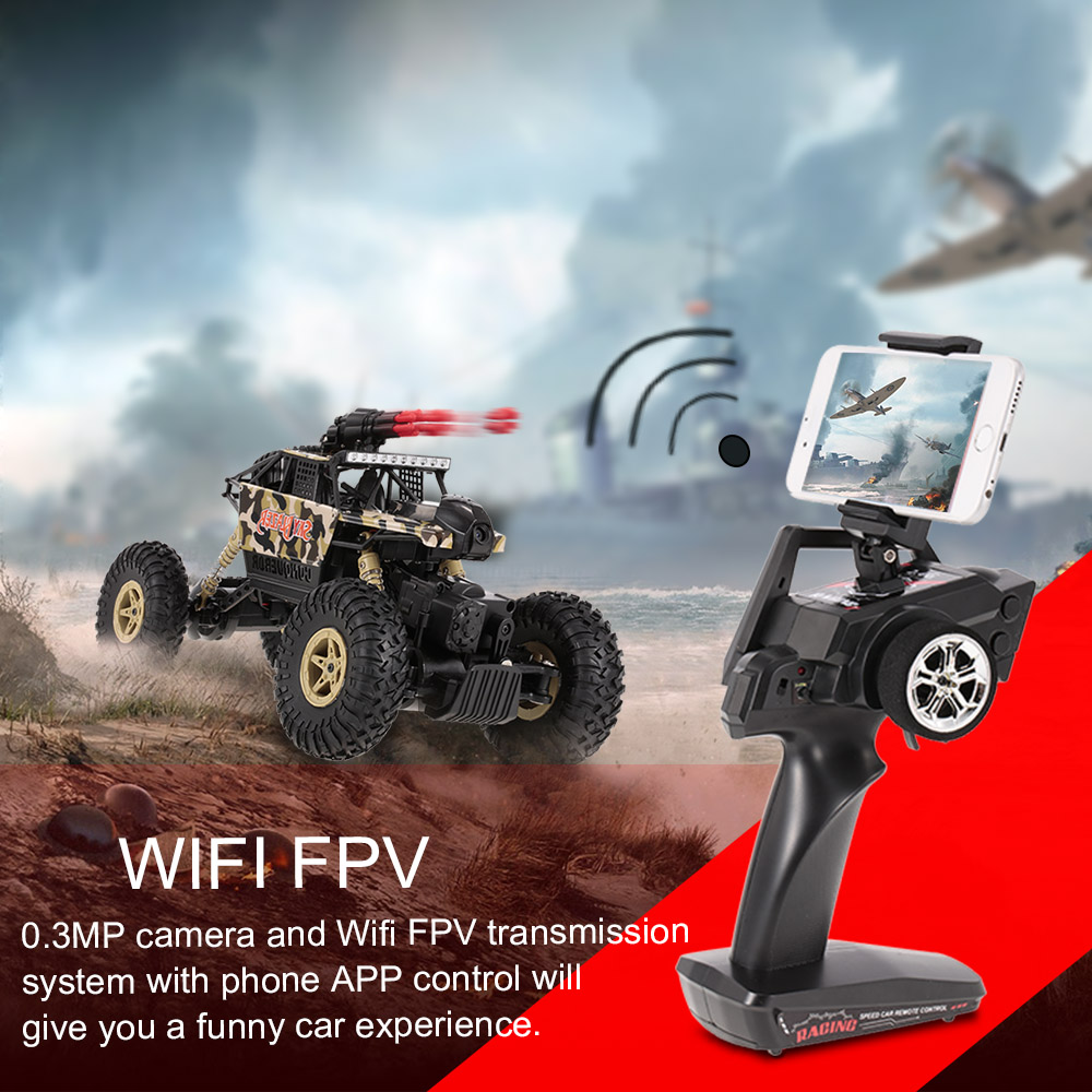 Wltoys 18428-A 1/18 2.4G 4WD Missile Rc Car With 0.3MP WIFI FPV Off-road Rock Crawler RTR Toy - Photo: 2