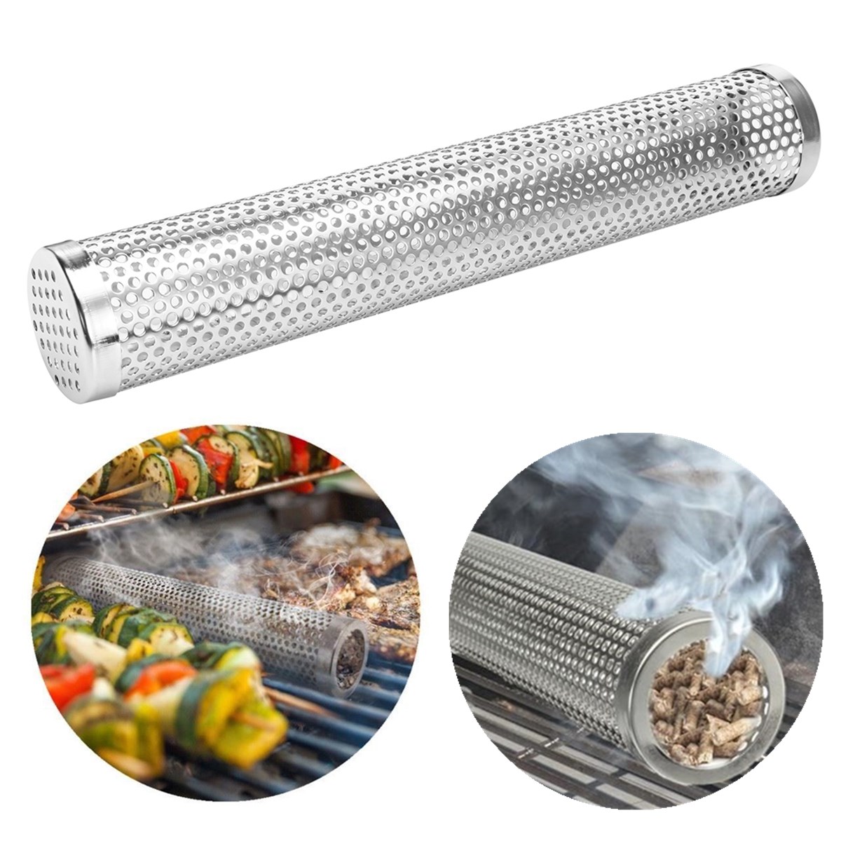 

12 Inch BBQ Smoker Tube Stainless Steel Filter Gadget Camping Cooking BBQ Tools Accessories