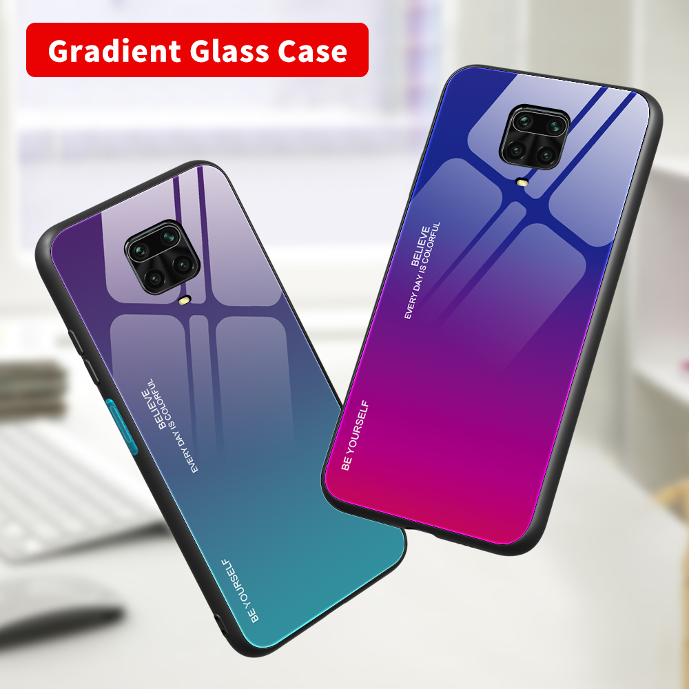 Bakeey for Xiaomi Redmi Note 9S / Redmi Note 9 Pro / Redmi Note 9 Pro Max Case Gradient Color Tempered Glass Shockproof Scratch Resistant Protective Case Non-original