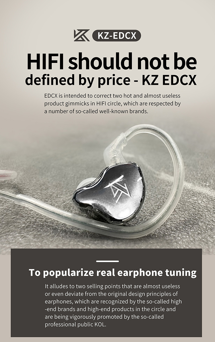 KZ EDCX Earphone Bass Earbuds 3.5mm Jack Wired Earphone Dynamic HiFi Sport In-Ear Wired Headphones with Mic