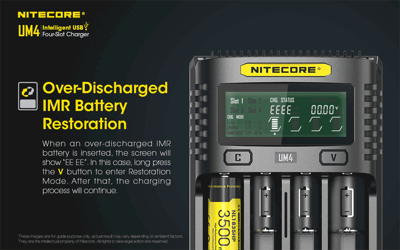 NITECORE UM4/UM2 LCD Screen Display Lithium Battery Charger 4-Slots USB Charging Smart Rapid Battery Charger