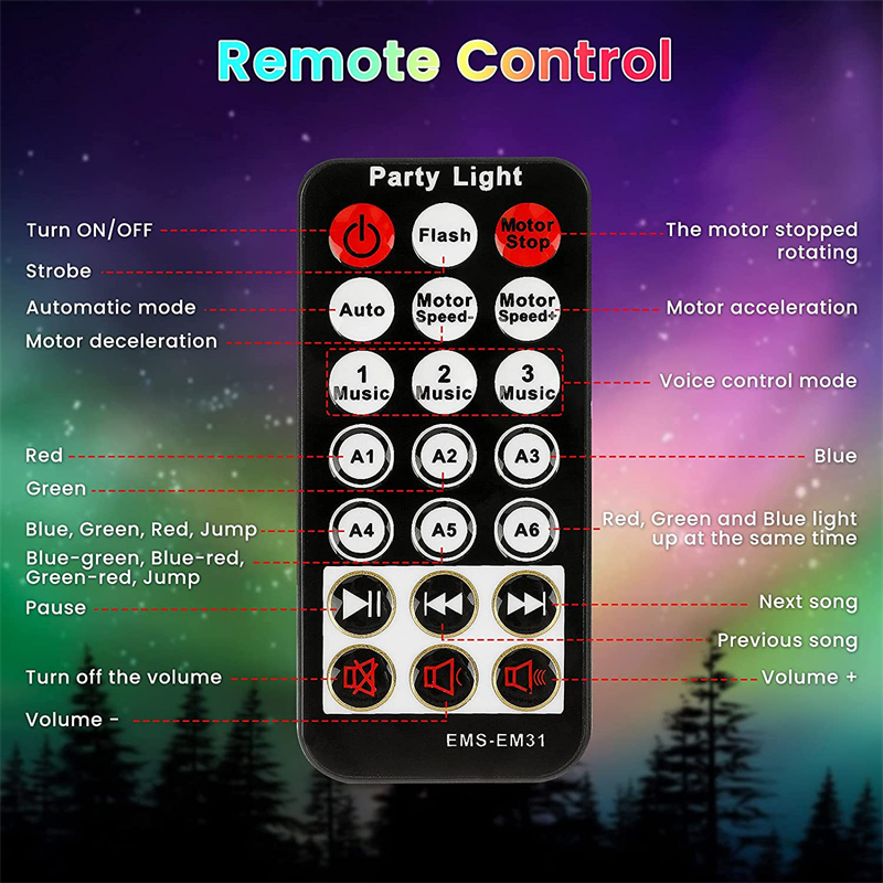 SOLMORE Dome Crystal Magic Ball Bluetooth Remote Control Stage Light