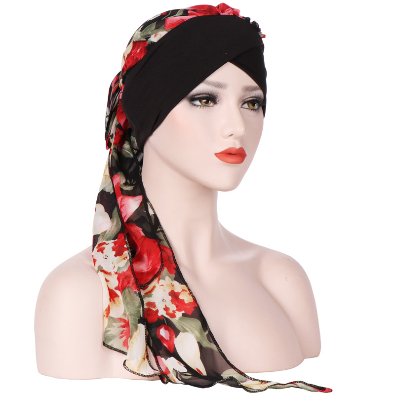 Women Vintage Floral Bandaged Turban Hat