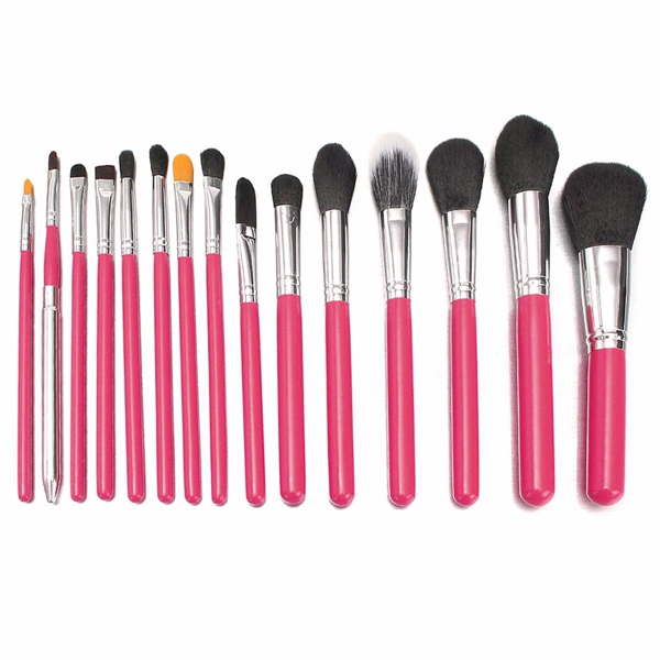 15Pcs Makeup Brushes Eye Shadow Foundation Blush Powder Cream Cosmetic Tools Black Pink Blue Yellow