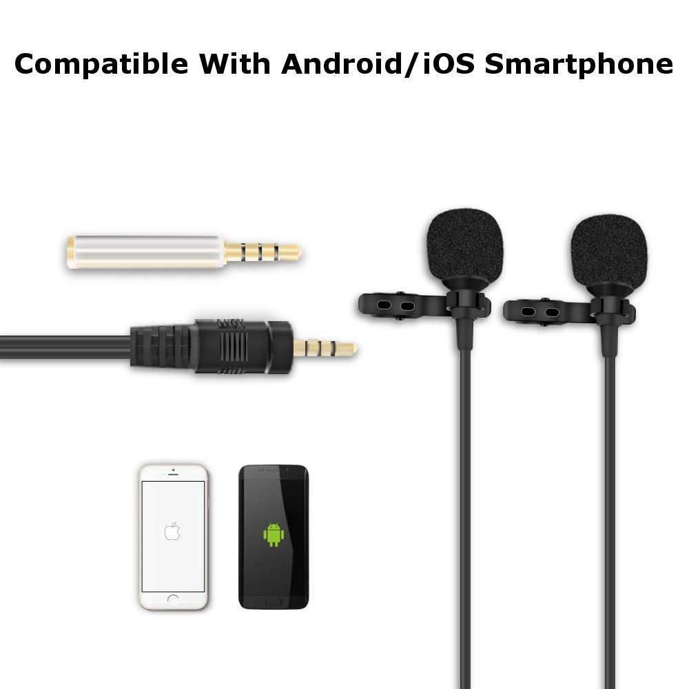 Double Head Live Interview Microphone With 3.5mm Plug 1.5m Cable For DJI OSMO Pocket Gimbal Android iOS Smartphone - Photo: 13