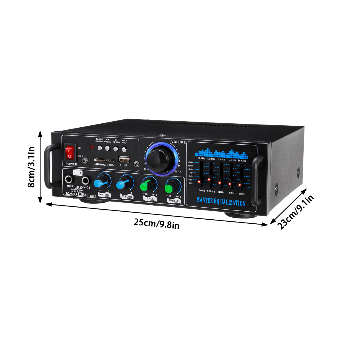 2000W Dual Channel Wireless bluetooth 5.0 Stereo Amplifier Digital HiFi Audio Power Amplifier Mixer Support FM Function Remote Control for Stage Home Car Karaoke