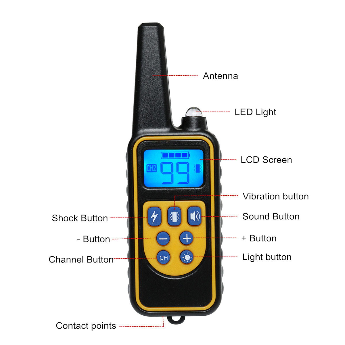 Waterproof Rechargeable Shock Vibration Sound Remote 1/2/3 Dog Training Collar Remote Controller