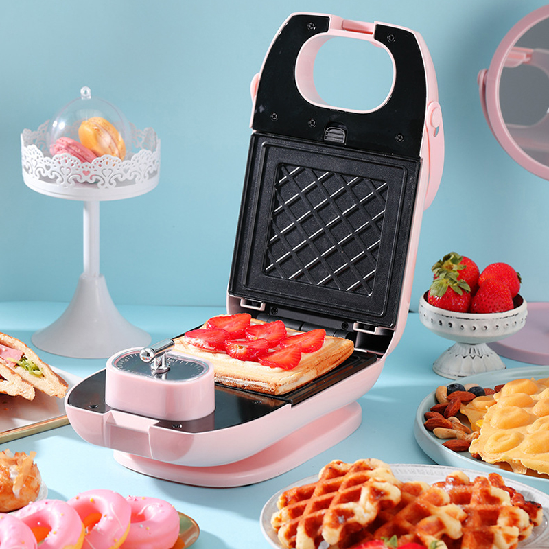 Máquina para fazer waffles elétricos 650 W Pratos de cozinha antiaderentes Torradeira ajustável