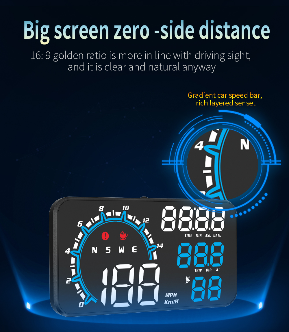 G11 Universal HUD GPS Head Up Display Speedometer Odometer LED Display Windscreen Projector with Overspeed Fatigue Driving Alarm