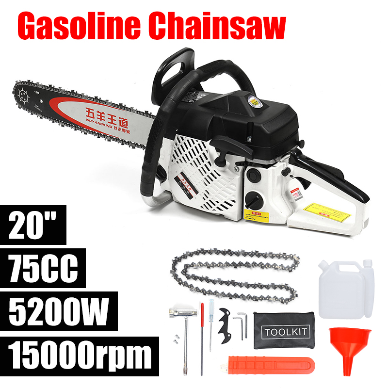 75cc 20 Inch Gasoline Chainsaw Electric Chain Saw Wood Work Saws Tool-less Chain Tensioner