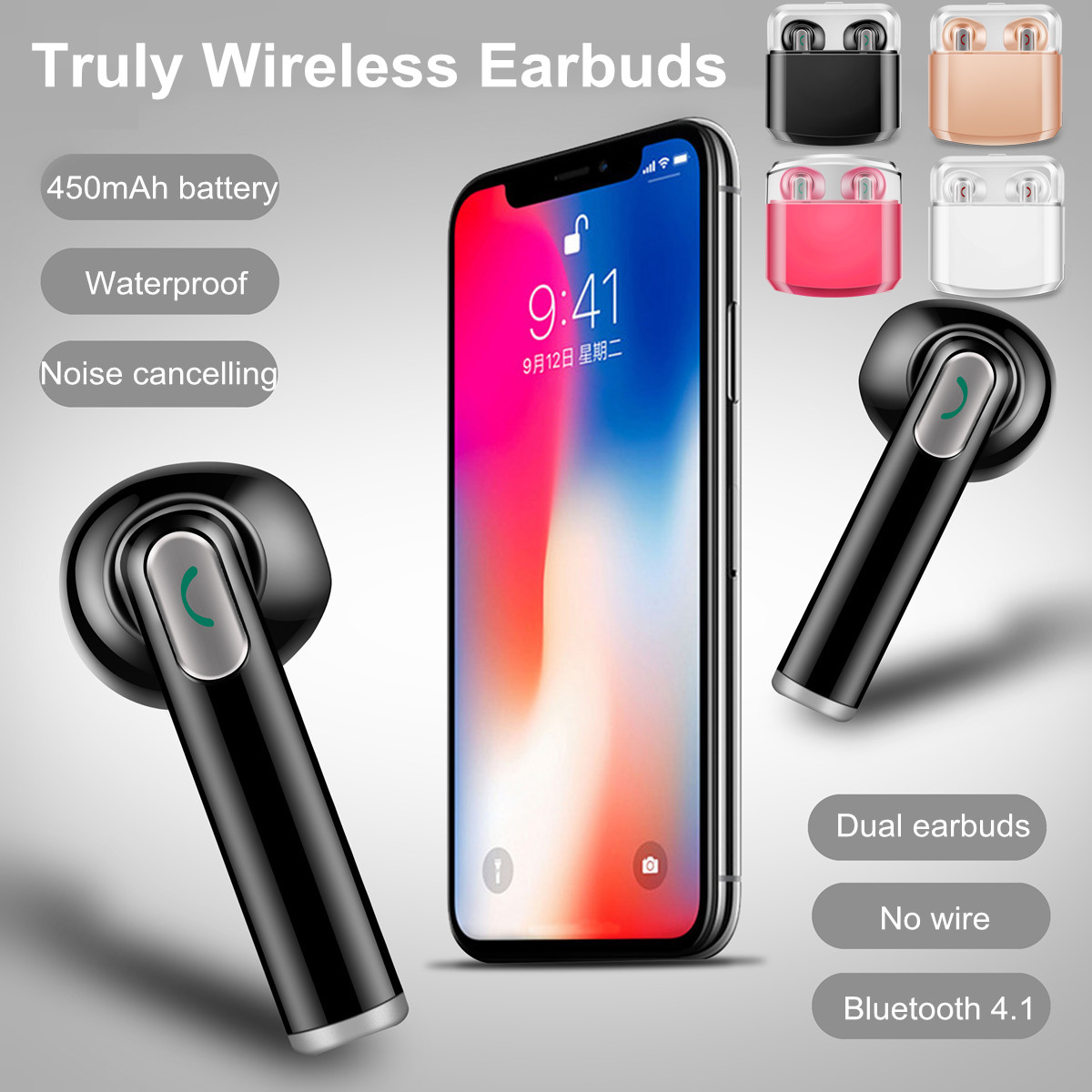 [True Wireless] TWS Mini Portable Dual Wireless Bluetooth Earphone Headphones with Charging Box 21