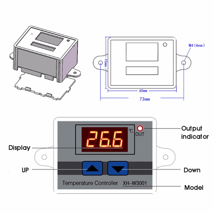XH-W3001 220V 10A Dijital LED Sıcaklık Kontrol Cihazı Termostat Kontrol Anahtarı Probe