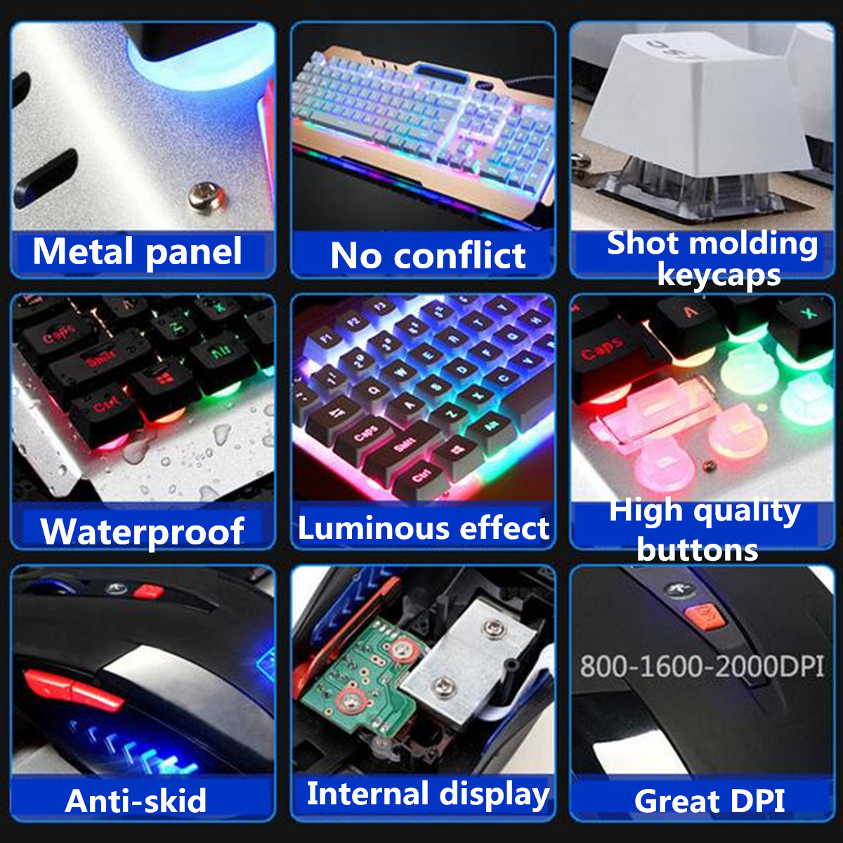 104Keys USB Wired Backlight Mechanical Handfeel Gaming Keyboard Mouse and ouse Pad Combo Set 63