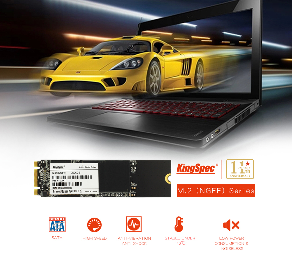 Kingspec M.2 NGFF 2280 SATA3 6Gb/s SSD Solid State Drive Internal Hard Disk 64/128/256GB 5