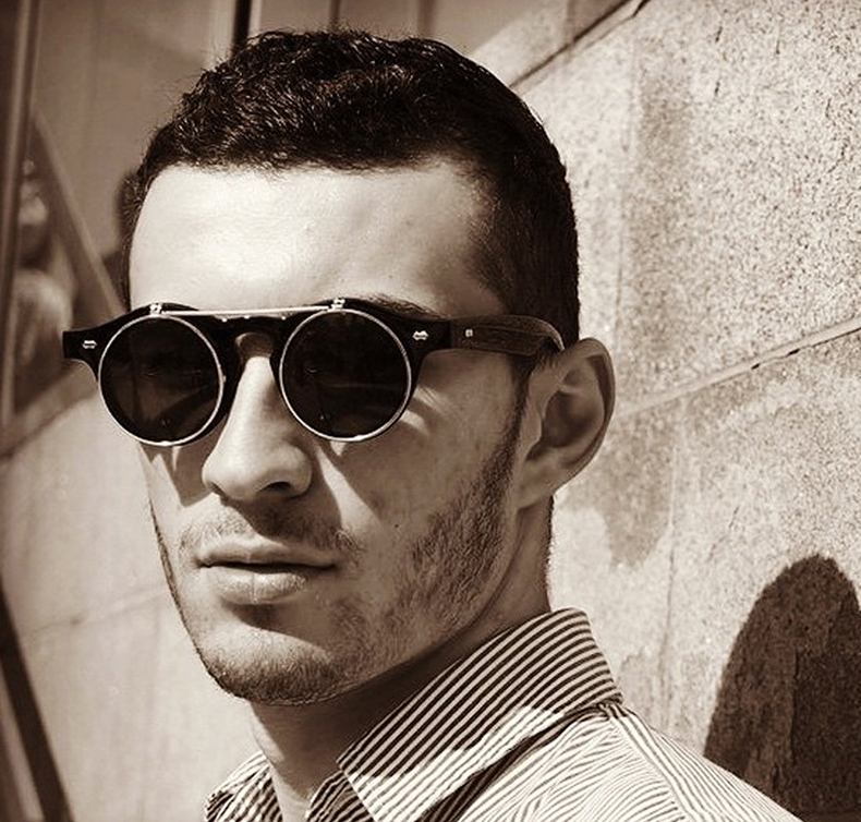 Men Fashion Vintage Round Punk Flip Up Sunglasses Classic Double Layer Clamshell Design SunGlasses