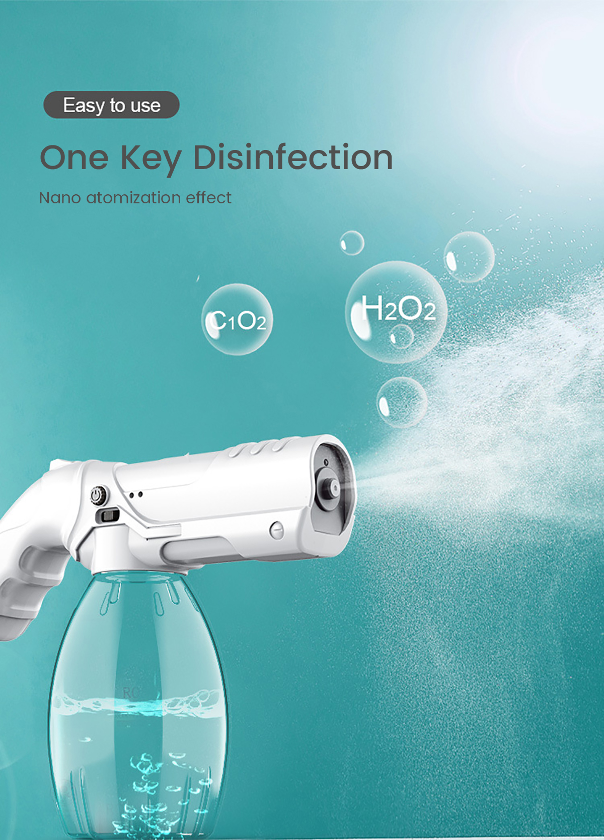 30W 800ML Nano Disinfection Sprayer Wireless Portable Blue Ray Atomizer Household